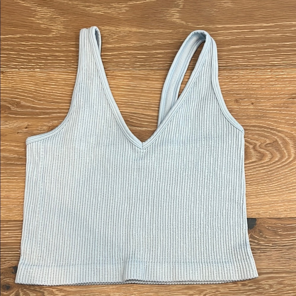 Light Gray Ribbed Women's Top